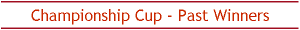 Championship Cup - Past Winners